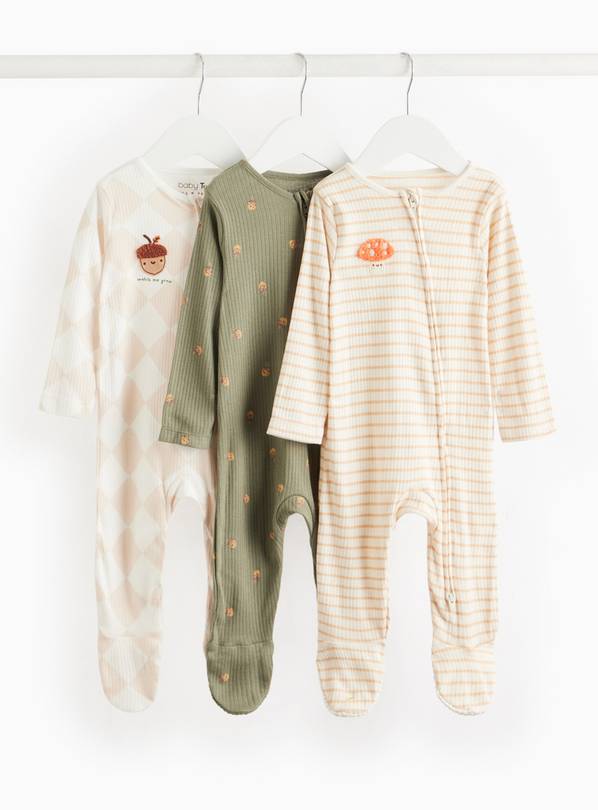 Woodland Boucle Sleepsuits 3 Pack Up to 1 mth